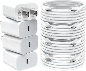 iPhone Charger Fast Charging 20W PD USB C Wall Charger 4 Pack with 6FT Fast Charging Cable - Fast Charger for iPhone 14/14 Pro Max/13/13 Pro/12/12 Pro/11/11 Pro/XS iPad