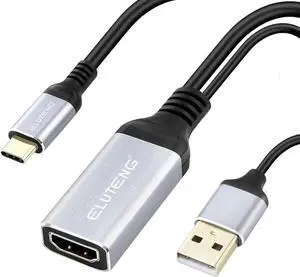 JAENFONG HDMI Female to USB C Male Adapter 4K@60Hz Portable HDMI Input to Type C Output Converter Cable Thunderbolt 3 Adapter Compatible for Surface PS5 NReal Air MacBook Pro
