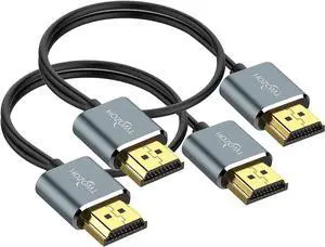 JAENFONG Flexible & Slim HDMI Cable 1FT 2 Pack Ultra Thin HDMI Cord Supports High Speed 4K@60Hz 18gbps 2160P/1080P