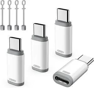 JAENFONG Lightning Female to USB C Male Adapter 4 Pack USB C to Lightning Adapter Supports Charging & Data Sync with Anti-Lost Loop for iPhone 15/16 Pro Max Plus iPad Pro/Air Not for Audio/OTG White