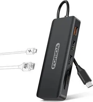 JAENFONG USB C Hub 7 Ports USB C MultiPort Adapter for MacBook Pro/Air Type C to HDMI Dongle with 4K HDMI 1 USB 3.2 Up to 10Gbps 2 USB 2.0 100W PD SD/TF for iPhone 15/16 and Other Type C Devices