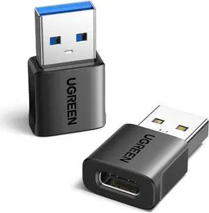 JAENFONG 10Gbps USB to USB C Adapter 2Pack USB C Female to USB 3.0 Male Adapter Type Charger Connector for iPhone 16 15 14 13 AirPods iPad Air Mini 6 7 CarPlay Black