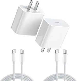 iPhone Charger Fast Charging 2 Pack 30W Type C Wall Charger Block with 2 Pack USB C Cable for iPhone 16/15/14/13 Pro Max/11/Xs Max/XR/X (White 2 Pack)
