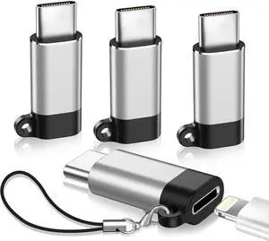 4 Pack Lightning Female to USB C Male Adapter for iPhone 15/15 Pro/15 Pro Max/15 Plus/iPad Air//Type C Charger Converter Cable Support Charging&Data Transfer Not for Audio/OTG Rack Adapters