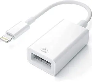 JAENFONG Lightning to USB Camera Adapter USB 3.0 OTG Cable for iPhone/iPad to Connect Card Reader USB Flash Drive U Disk Keyboard Mouse Hubs MIDI Plug & Play (White)