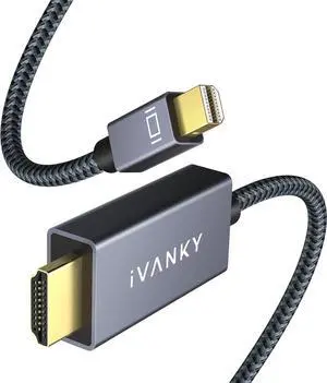 JAENFONG 4K Mini DisplayPort to HDMI Cable 4K@60Hz Thunderbolt 2 to HDMI Alum Shell & Nylon Braided High Speed Video & Audio Mini DP to HDMI for MacBook Air/Pro Surface Pro Monitor Projector