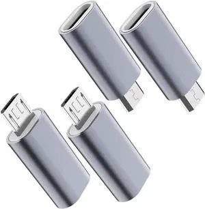JAENFONG USB C to Micro USB Adapter (4-Pack) Type C Female to Micro USB Male Convert Connector Support Charge Data Sync Compatible with Galaxy S7 S7 Edge Nexus 5 6 and Micro USB Devices (Grey)