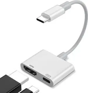 USB C to HDMI Adapter for iPhone 15/16 Digital AV Audio Dongle 4K Video & Audio Sync Screen Converter with 100W Fast Charge Type C to HDMI Adapter for iPhone 15 iPhone 16 MacBook iPad Pro Galaxy