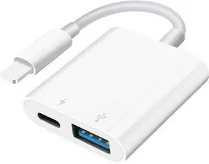 JAENFONG USB Camera Adapter Portable USB 3.0 Female OTG Adapter for iPhone iPad to USB Adapter with Charging Port No Application Plug and Play