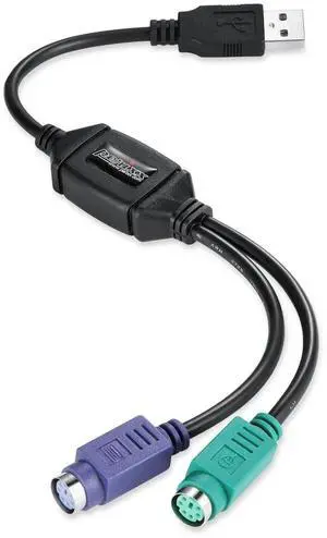 JAENFONG PERIPRO-401 PS2 to USB Adapter for Keyboard and Mouse - Built-in USB Controller - Black