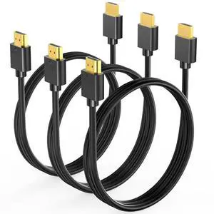 JAENFONG HDMI Cable 3FT 3-Pack 4K HDMI to HDMI Cord 3 FT High Speed Shielded HDMI 2.0 Cable with 2k@165/144Hz HDCP 2.2 HDR ARC & CL3 Rated | for Laptop Monitor PS5 PS4 Xbox One Fire TV KVM Splitter