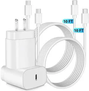 Super Fast Charger Charger Fast Charging Block 2Pack 25W USB C Wall Charger 10FT Quick USBC Cable for Galaxy S25 Ultra/S24/S23/S22/S21/S20/A14/A54/Z Fold 6/5/Z Flip 6/5