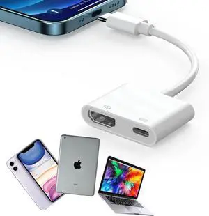 JAENFONG USB C to HDTV Digital AV Adapter with 4K@60Hz HD Video & Audio Output 100W Fast Charge Compatible for iPhone 15/16 Pro/Max MacBook Pro/Air 2023 iPad Pro