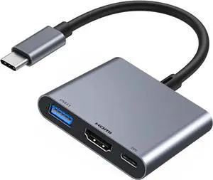 JAENFONG USB C to HDMI Adapter for iPhone 15/16 to TV 4K@60Hz USB-C Digital AV Multiport Adapter with PD 100W & USB3.1 MFi Certified Type C to HDMI Dongle for iPad Pro MacBook Air/Pro (Grey)