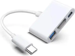 USB-C Digital AV Multiport Adapter MFi Certified Digital AV Dongle with HDMI 4K@60Hz & USB-A 3.0 & 100W Charge for iPhone 15 MacBook Pro Air M1 M2 M3 iPad Pro iMac S24 and More