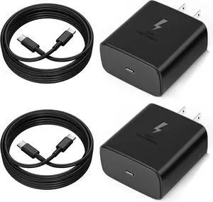 2025 New 45W Super Fast Charger USB C PD3.0 [2 Pack] with 6FT Type C Charging Cable Cord for Galaxy S25 Ultra/S25/S25+/S24/S24+/S24Ultra/S23+/S23 Ultra/S22 Ultra Galaxy Tab PPS Wall Charger2.0