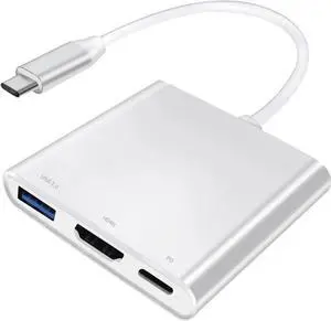 JAENFONG USB C Hub 4K USB C to HDMI Adapter Multiport AV Converter with 100W PD Output C Port & USBA 3.0 Port Compatible for MacBook Pro/Air iPad Tablets Switch TV Monitor and More