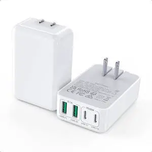 2Pack Flat USB C Wall Charger 40W 4Ports Foldable & Slim Fast Charging Block Type C Cube Box Multiport Power Adapter Plug Brick Compatible with iPhone 16/15/14 Pixel AirPods4 Watch10