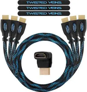 JAENFONG HDMI Cable 6 ft 3-Pack Premium HDMI Braided Cord Type High Speed with Ethernet Supports HDMI 2.0b 4K 60hz HDR and ARC