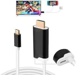 JAENFONG 2M USB C to HDMI Cable for Nintendo Switch 2 Type-C to HDMI Conversion Cable Replaces for Original Switch 2 Dock Station for TV Projection Screen - (4K 60Hz Output 100W PD Charging Port)