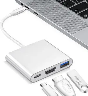 JAENFONG USB C to HDMI Adapter Multiport Hub USB 3.0 Port and 100W Type C Charging Port with 4K HDMI Plug & Play Type-C Adapter for MacBook MacBook Pro iPhone 15 Pro Air iPad Pro