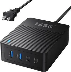 2025 Latest USB C Fast Charger 165W GaN 4-Port Charging Station Hub Block Cube USB C Wall Charger Blocks with Dual Type C Ports for iPad/iPhone 16 15 14 13 12 Pro Max Pixel Note Galaxy