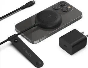 7.5W Magnetic Portable Wireless Charger Pad - 6.6ft/2M Long Cable - MagSafe Compatible Charger - iPhone Charger Compatible w/ iPhone 15 iPhone 14 iPhone 13 - Power Supply Included - Black