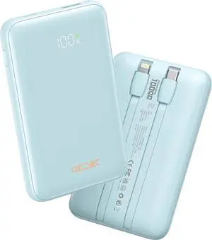 JAENFONG Portable Charger 10000mAh Cell Phone Portable Power Banks with 22.5W PD Fast Charging Compact Phone Charger Built in Cable Compatible with Google Motorola and More