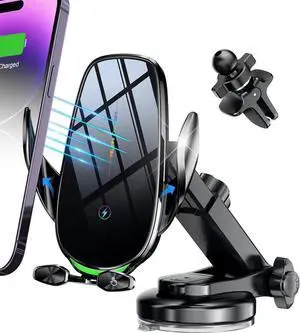 Wireless Car Charger 15W Fast Wireless Charger for car Auto-Clamping fit for iPhone 15 14 13 12 11 Pro Max Xs Galaxy S23 Ultra S22 S21 S20 S10+ S9+ Note 9 etc