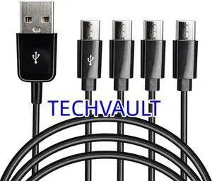 JAENFONG USB Type C Splitter Charging Cable 4.9ft 4 in 1 Multi Charging Cable USB A to 4 x USB Type C Y Splitter Data Snyc Cord(1.5m-4 USB C Black)