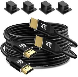 JAENFONG 4K HDMI Cable 20FT 2Pack 4K @ 60 Hz in-Wall CL3 Rated HDMI 2.0 Cord High Speed HD Shielded Cord Compatible with TV/Laptop/PC/HDTV and More