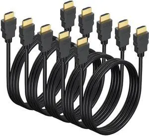 JAENFONG 4K HDMI Cable 3.3 FT 5-Pack Shielded HDMI TV Cord Gold-Plated HDMI 2.0 Male Cable 120Hz ARC & CL3 Rated HDCP 2.2 3D HDR| for Docking Station PC Monitor Switch Splitter PS4/5 Xbox Soundbar