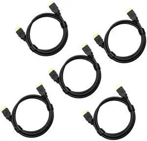 JAENFONG 4K HDMI Cable 3 ft 5-Pack 2.0 Ultra HD/Cord High-Speed 18Gbps 2.0b @60Hz (1080P 2160P HDR) Black HDMI Cordfor Laptop Monitors HDTV