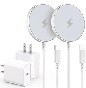 Magnetic Wireless Charger for iPhone 2Pack 6.6FT Mag-Safe Charger Wireless Charging Magnetic Cable with USB C Fast Charging Block for iPhone 16/16 Pro/Pro Max/15/14/13/12/Plus AirPods 3/2/Pro 2
