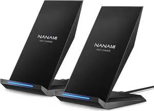 Fast Wireless Charger [2 Pack] Qi Certified Wireless Charging Stand Compatible iPhone 16/16 Pro/16 Pro Max/15/14/13/12/11 Pro Phone Charger for Galaxy S25/S24/S23/S22/S21 and Qi-Enabled Phone