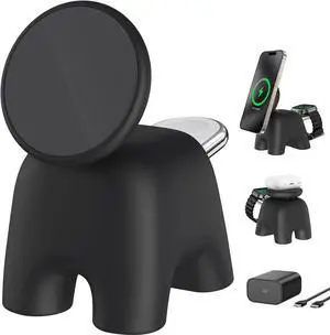 2025 Magnetic Wireless Charging Station 15W Mag-Safe Charger Stand for iPhone 16 15 14 13 12 Pro Max 5W for Watch&Airpods 2-in-1 Foldable Charger for Home/Office/Travel(with 30W Adapter)