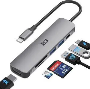 JAENFONG USB C Hub USB C to HDMI MultiPort Adapter for MacBook Pro 7 in 1 Dongle with 4K HDMI/100W PD/USB3.0&2.0/SD/TF Card Reader Compatible for MacBook Air iPad Pro Surface Chromebook XPS S23