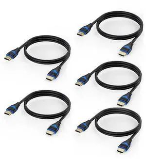 JAENFONG 4K HDMI Cables 3FT 5-Pack HDMI Cord 3 Foot High Speed HDMI to HDMI Cable 2.0(4K@60Hz 2K@144Hz 1080P@120Hz 18Gbps HDR 3D HDCP 2.2 ARC) for HDTV Switch PS4/PS5 Xbox Blu-ray Monitor 3.3FT/1M JAENFONG 4K HDMI Cables 3FT 5-Pack HDMI Cord 3 Foot High Speed HDMI to HDMI Cable 2.0(4K@60Hz 2K@144Hz 1080P@120Hz 18Gbps HDR 3D HDCP 2.2 ARC) for HDTV Switch PS4/PS5 Xbox Blu-ray Monitor 3.3FT/1M
