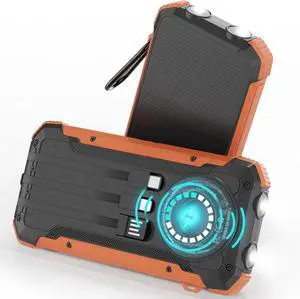 JAENFONG Solar Charger Power Bank 20000mAh Portable Wireless Charger 15W Fast Charging External Battery Pack with Dual Flashlight and USB C Outputs. Outdoor Mobile Power Compatible with Cell Phones