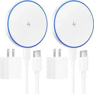 MagSafe Charger 2 Pack 15W Magnetic Wireless Charger Fast Charging Pad with 20W Adapter and 6FT Cables for iPhone 16/15/14/13/12 Series/AirPods 3/2/Pro MagSafe Chargers for Travel/Office/Home