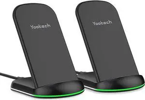 Yootech [2 Pack] Wireless Charger 10W Max Wireless Charging Stand Compatible with iPhone 16e/16/16 Plus/16 Pro Max/15/14/13/SE 2022/12/11/X/8 Galaxy S22/S21/S20/S10(No AC Adapter)