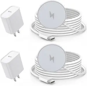 Magnetic Wireless Charger for iPhone 16 15 2Pack 6FT 15W Fast Mag-Safe Charger with USB C Fast Charging Block Adapter for iPhone 16/16 Pro/Pro Max/15/14/13/12/Plus/Pro/Pro Max AirPods 3/2/Pro 2