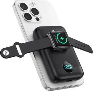 Magnetic Portable Charger 10800mAh 4-in-1 Wireless Power Bank with iWatch Charger QC4.0+20W PD Fast Charging USB C Battery Pack with LCD Display for Magsafe iPhone 16/15/14/13/12 Series Watch