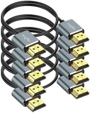 JAENFONG Slim 4K HDMI Cable 1FT 5 Pack Ultra Thin & Flexible Skinny HDMI to HDMI 2.0 Cord Support 4K/60HZ 18gbps Laptop Monitor PS5 PS4 Xbox One Fire TV