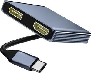 JAENFONG USB C to HDMI and DisplayPort Splitter Adapter 4K@60Hz Dual Monitor Adapter for Extended Display with HDMI/DisplayPort/USB3.0/100W PD Fast Charging Compatible with MacBook//HP/