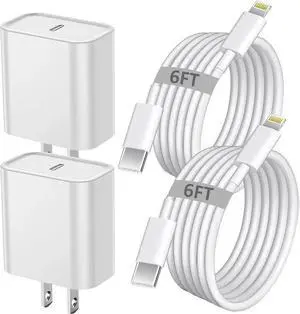 iPhone Fast Charger iPhone Charger Fast Charging 2Pack PD 6FT Type C Quick USB C to Lightning Cable Cord Fast Charger iPhone USB C Wall Block Plug for iPhone 14 13 12 11 Pro Max XR XS X iPad AirPods