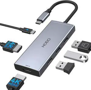 JAENFONG Docking Station to Dual HDMI Monitors Adapter USB C to Dual HDMI Adapter 4K 60 Hz for Laptops Docking Station Dual Monitor with PD 3 USB Port Button Compatible for HP Elitebook XPS 13 15 etc