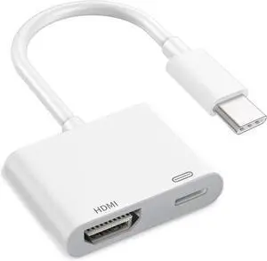 JAENFONG USB-C to HDMI Adapter 4K@120Hz for iPhone 15 16 to TV MFi Certified Type-C to HDMI 2.1 Cord Dongle with 100W Fast Charging Port for MacBook Pro/Air iPad Pro iMac Galaxy S25/S24 and More