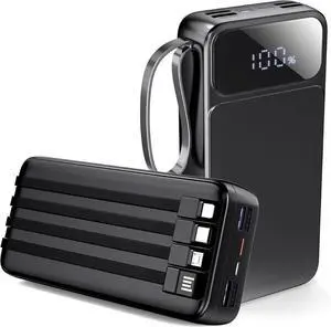 Portable Charger Power Bank 50000mAh- 7 Outputs & 3 Inputs USB-C 22.5W Fast Charging Battery Pack with Built-in Cables and Ports Compatible with Most of Cellphones and Devices for Travel Camping