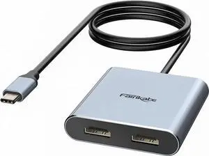 JAENFONG USB C to Dual HDMI Adapter 4K 60Hz Splitter 2 Monitors Extended Display Type C Hub Multiple Docking Station for Laptop(DP Alt Mode Required) Compatible with Thunderbolt 3